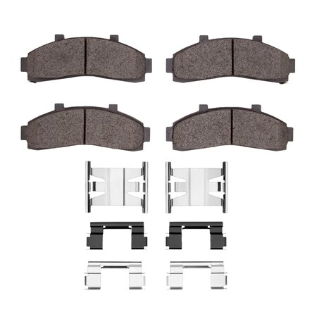 Dynamic Friction Co Ultimate Duty Performance Brake Pads and Hardware Kit, High Torque/Aggressive Initial Bite, Front 1400-0652-01